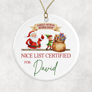 Santa's Official Workshop Nice List Certified For: David