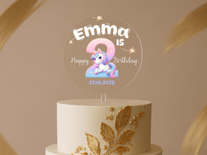 a birthday cake with a unicorn on top of it