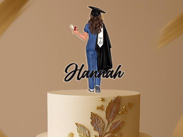Nurse Graduation Topper – Custom Acrylic Cake Decoration | Personalized Nursing Graduate Gift