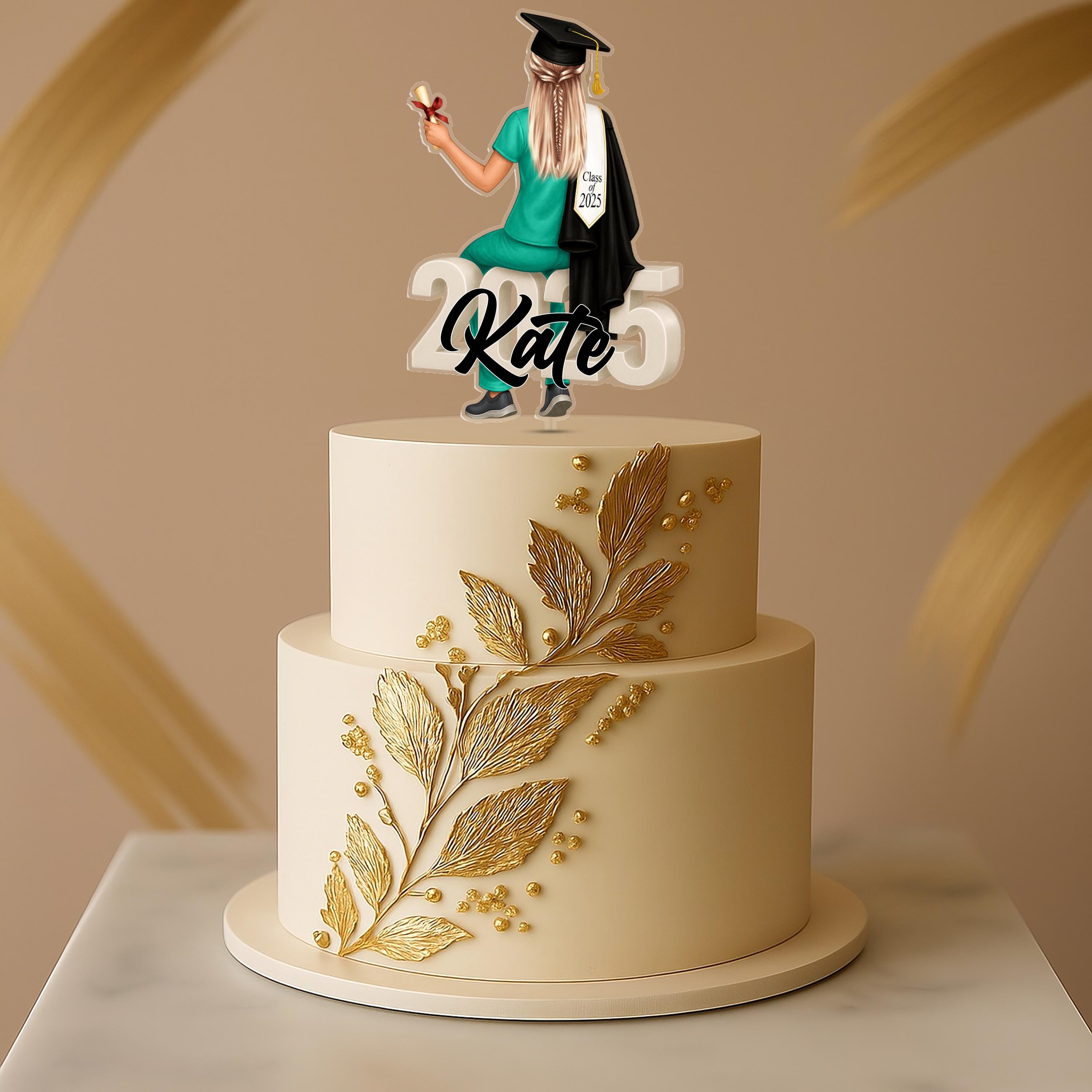 Nurse Graduation Topper – Personalized Cake Decoration | Custom Nurse Gift 2025