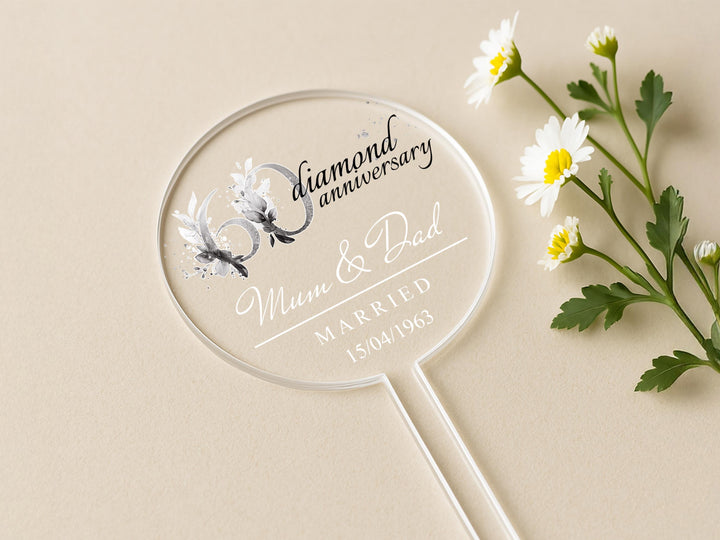 a magnifying glass with a wedding date on it