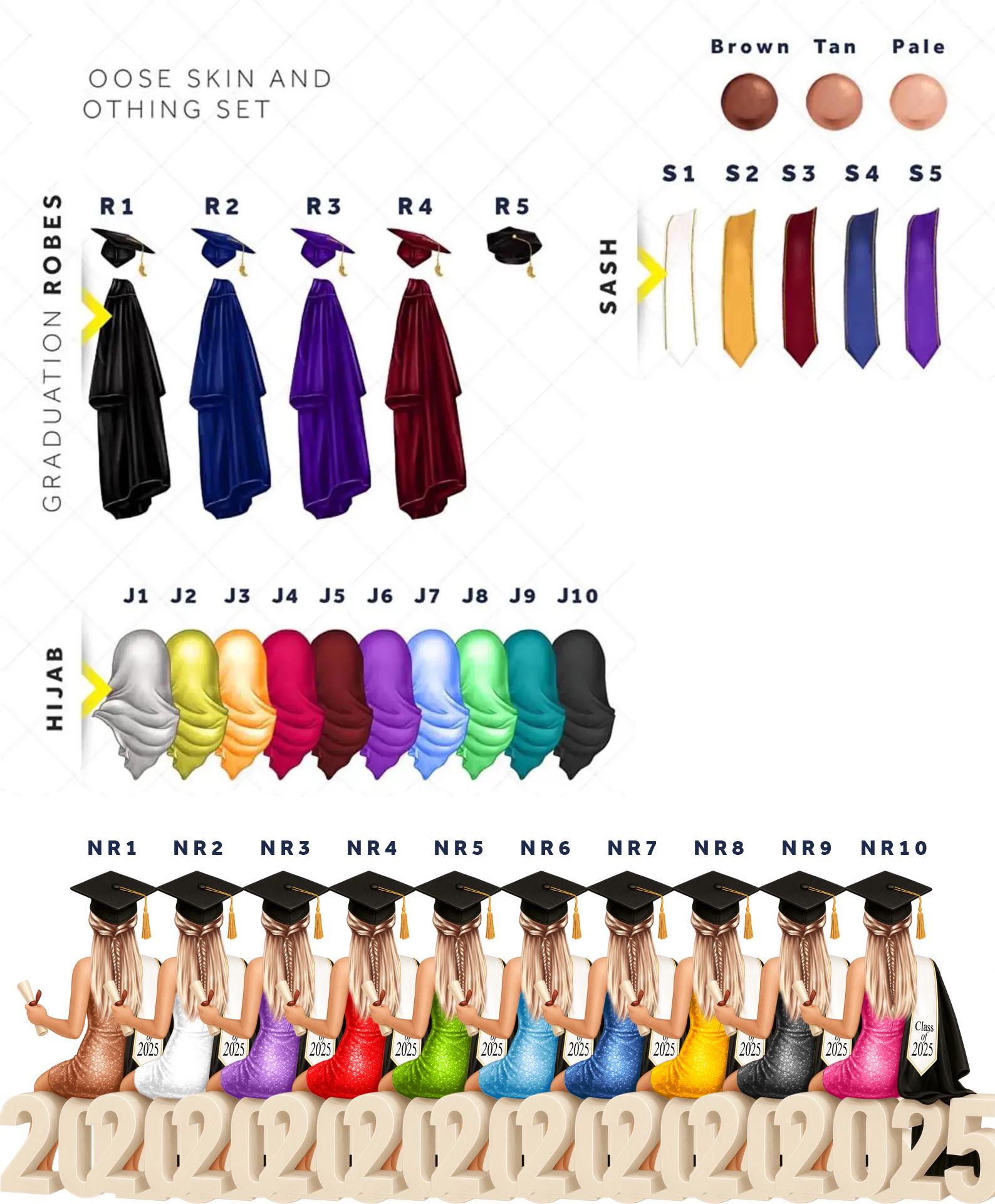 Personalized Graduation Topper – Custom Grad Cake Topper | Red Dress Female Graduate