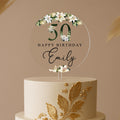Elegant Lily Floral Acrylic Cake Topper for 50th Birthday – Personalised