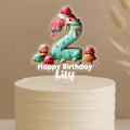 Personalised ice cream birthday cake topper showing number 2 with colorful ice cream scoops, waffle cones and custom name Lily on white cake