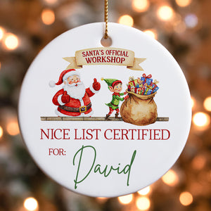 Santa's Official Workshop Nice List Certified For: David