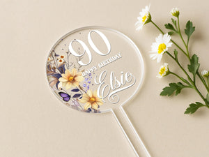 a close up of a magnifying glass with flowers