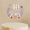 a birthday cake with a cake topper that says 40 happy birthday embly