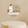 Personalised jungle animal birthday cake topper with name and age