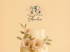 Clear Custom Cake Topper with Name – 10cm Circle Size