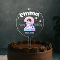 Personalised unicorn birthday cake topper with name, age, and pastel colours