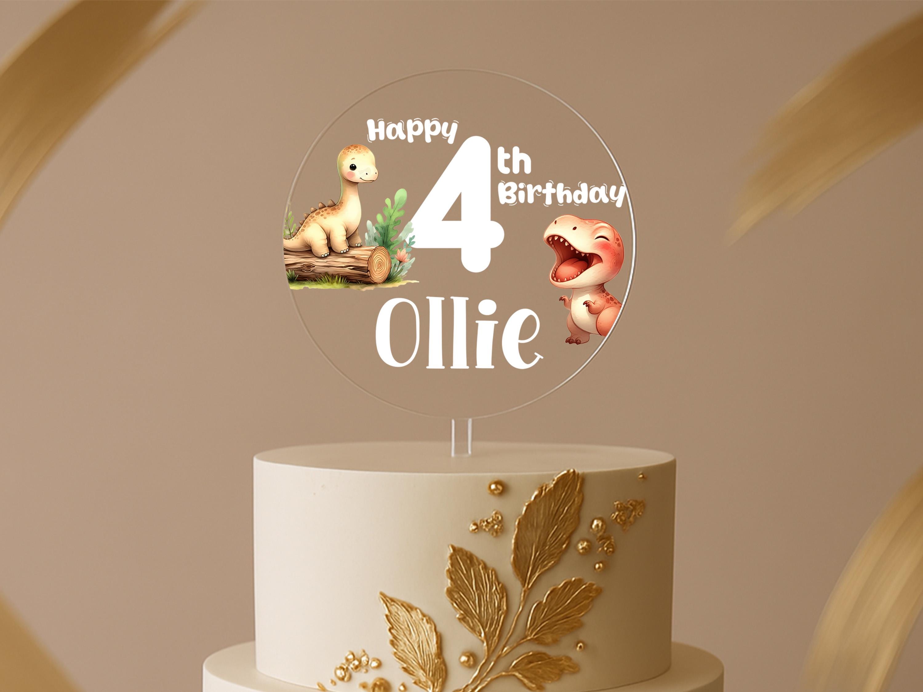 a birthday cake with an edible topper for a 4 year old
