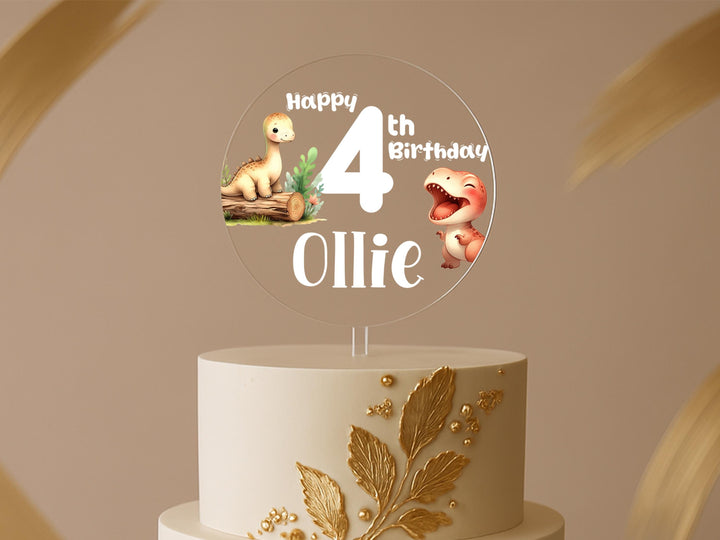 a birthday cake with an edible topper for a 4 year old