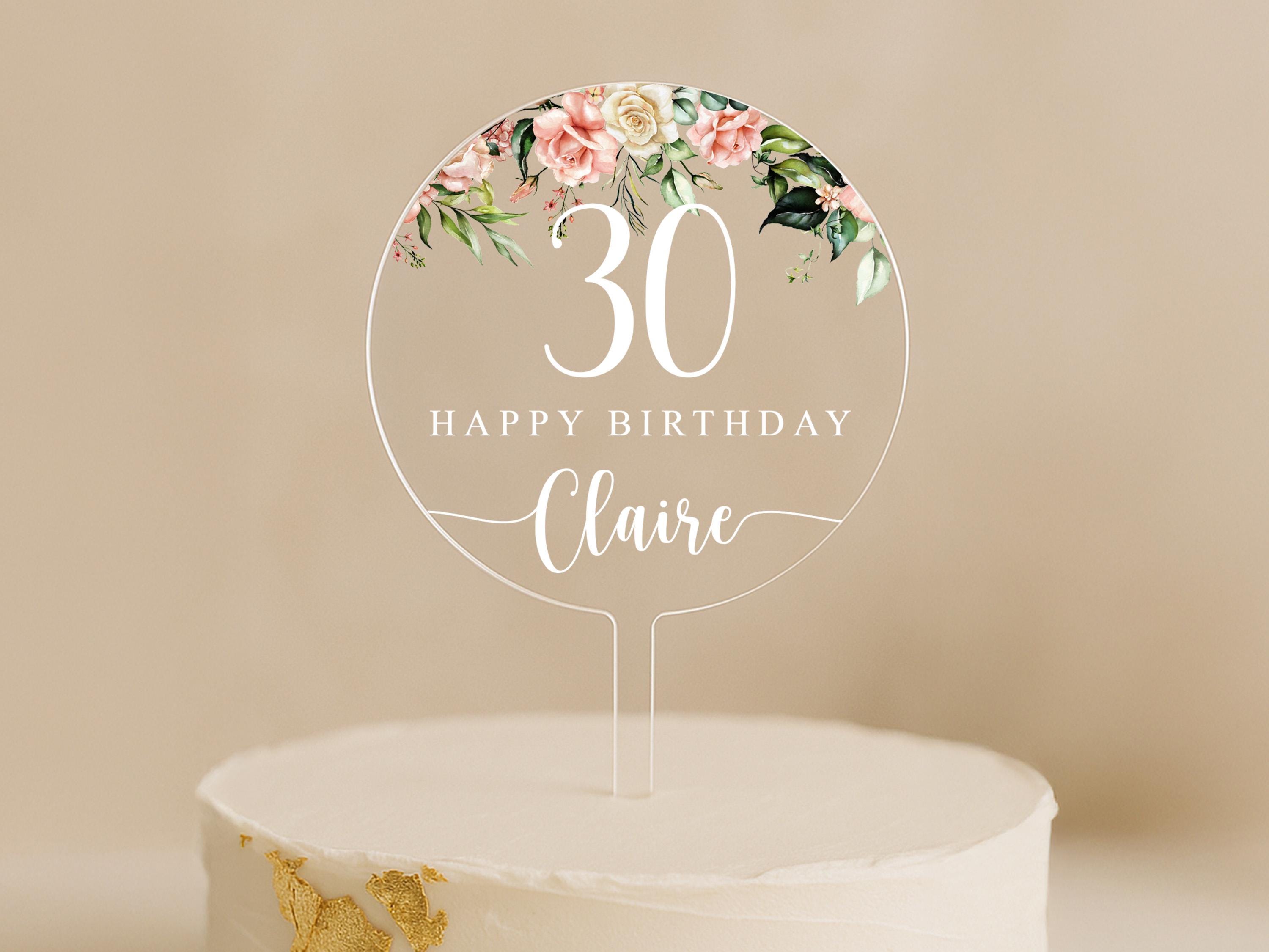 Neutral Flower Birthday Cake Decoration – Personalised for Claire