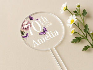 a close up of a magnifying glass with flowers