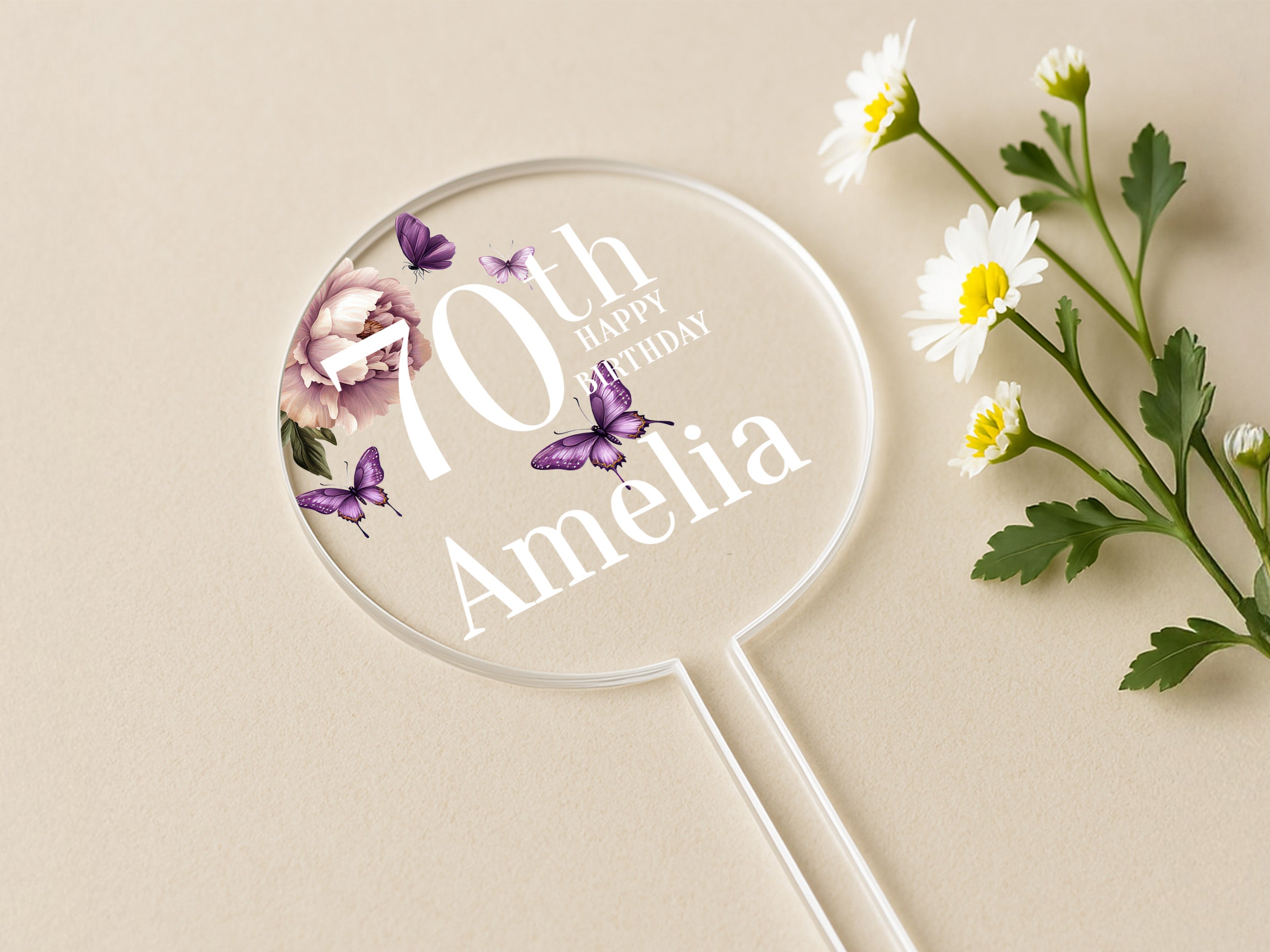 a close up of a magnifying glass with flowers