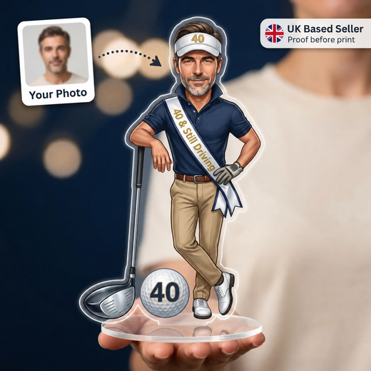 Personalised Golf Caricature Gift | Magnet, Topper or Standee