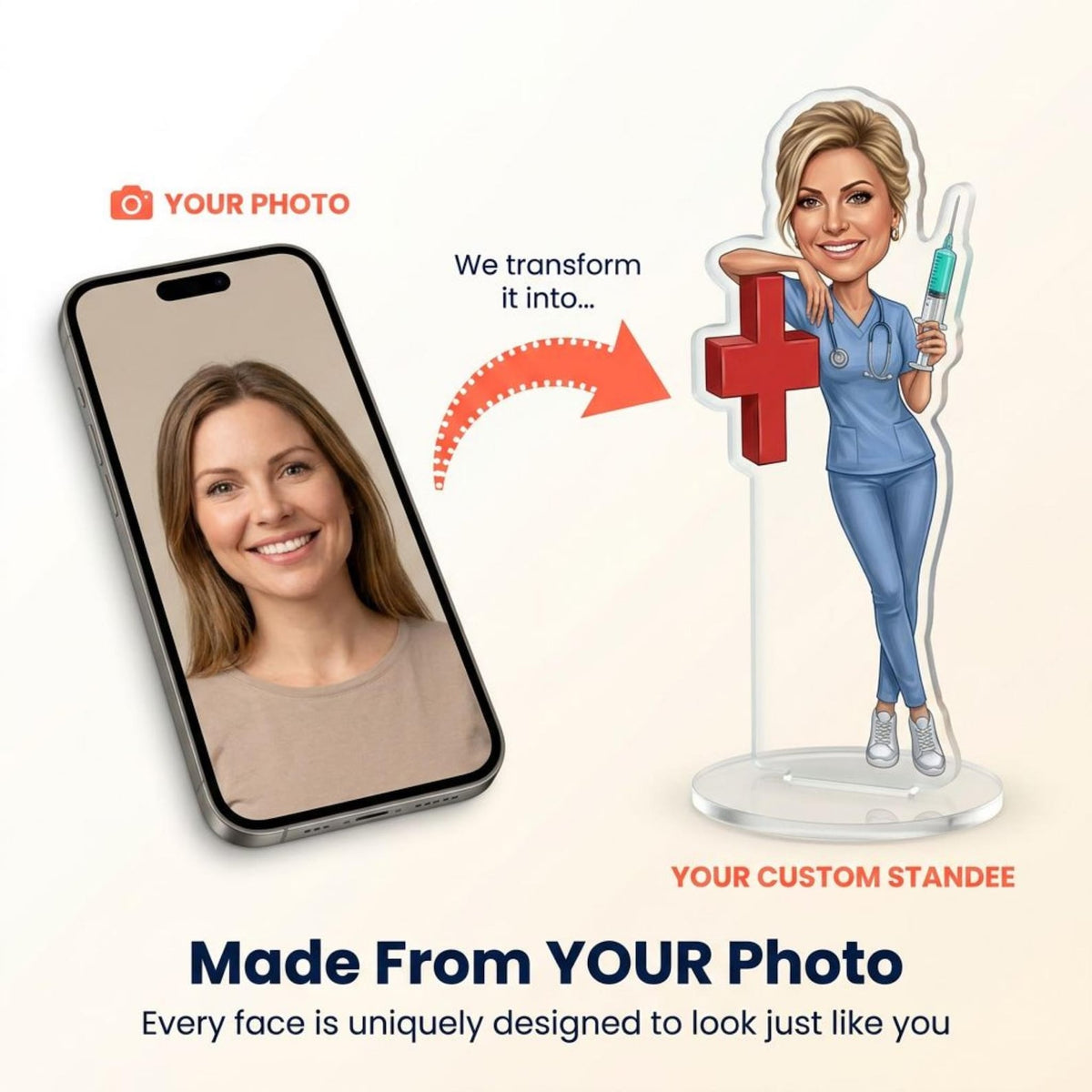 Nurse Graduation Gift, Custom Caricature Standee, Class of 2026, UK Made
