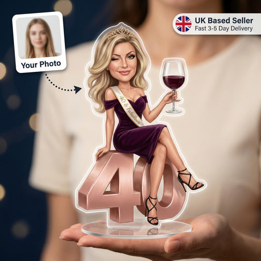 Queen Birthday gift for Her | Queen Caricature Standee & Cake Topper | 30th 40th 50th 60th