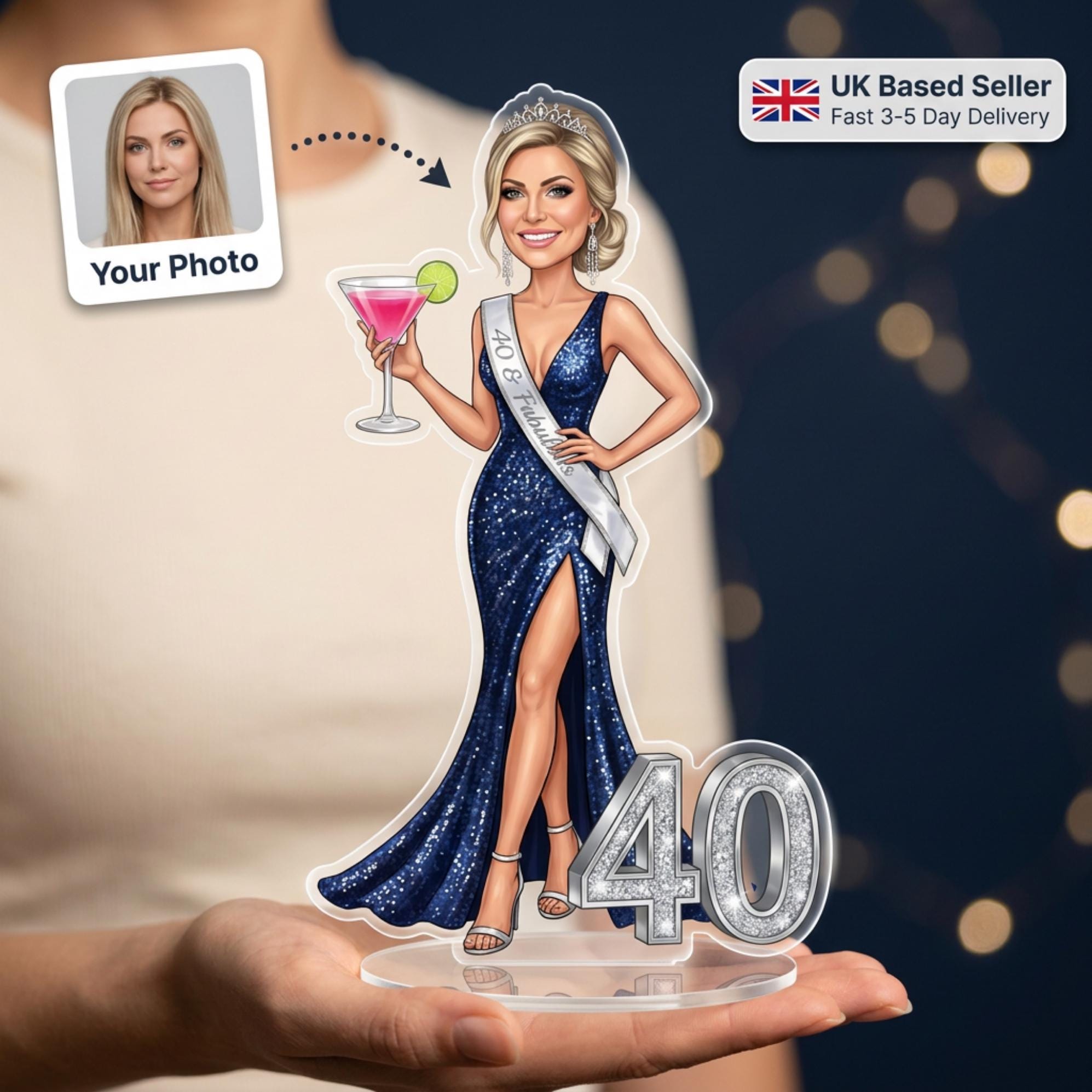 Birthday Gift Her | Birthday Queen Caricature Standee & Cake Topper, Graduation gift