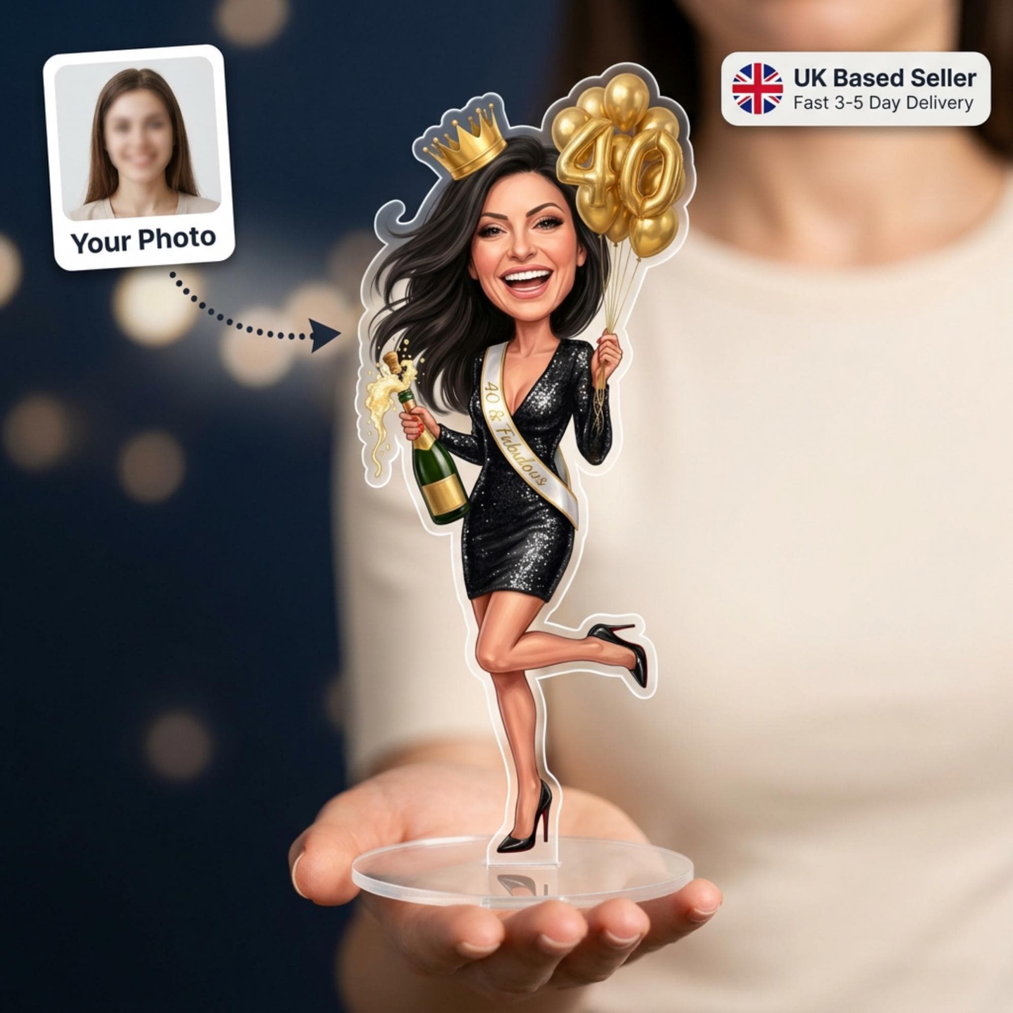 Birthday Gift Her | Party Girl Caricature Standee & Cake Topper | Hen Party Gift