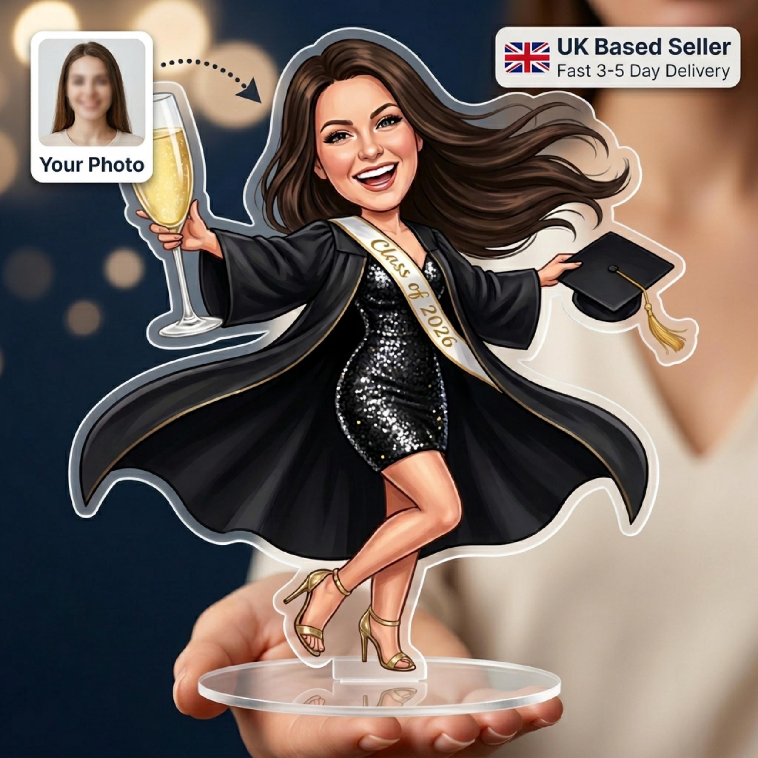 Graduation Caricature Standee | Congratulations Gift Her | Class of 2026