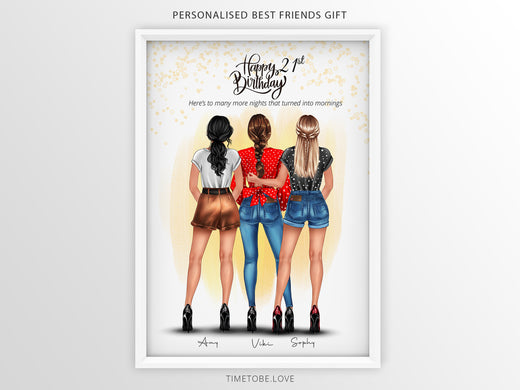 Personalized 21st Birthday Friendship Print Gift for Her