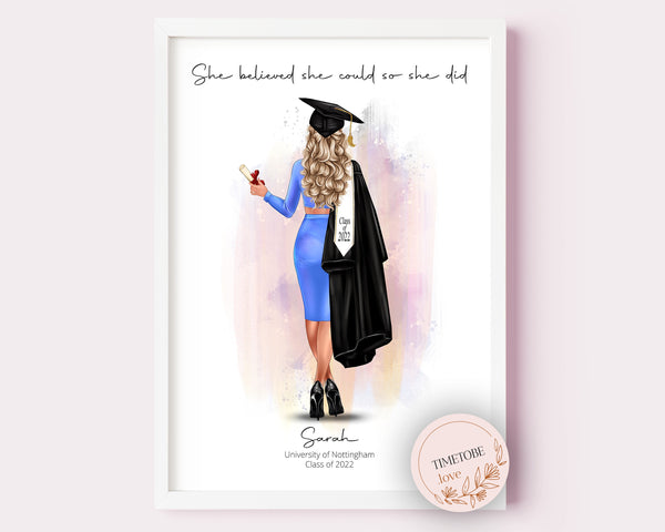 Custom Graduation Keepsake Gift for Her - Personalized Graduation Print and Greeting Card