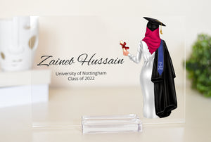 Our Islamic Personalised Graduation Gift is sure to be a hit. Graduate from university, high school or college, we've got the perfect gift for you - A beautiful acrylic plaque with a sleek stand.