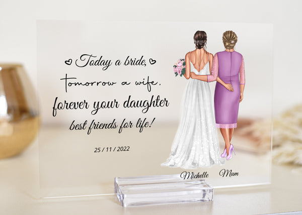 To you, she’s the world’s best mum. And she deserves a unique gift to let her know just how much you care for her and everything she’s done for you over the years. Our wedding acrylic plaques make the perfect present for a wonderful woman.