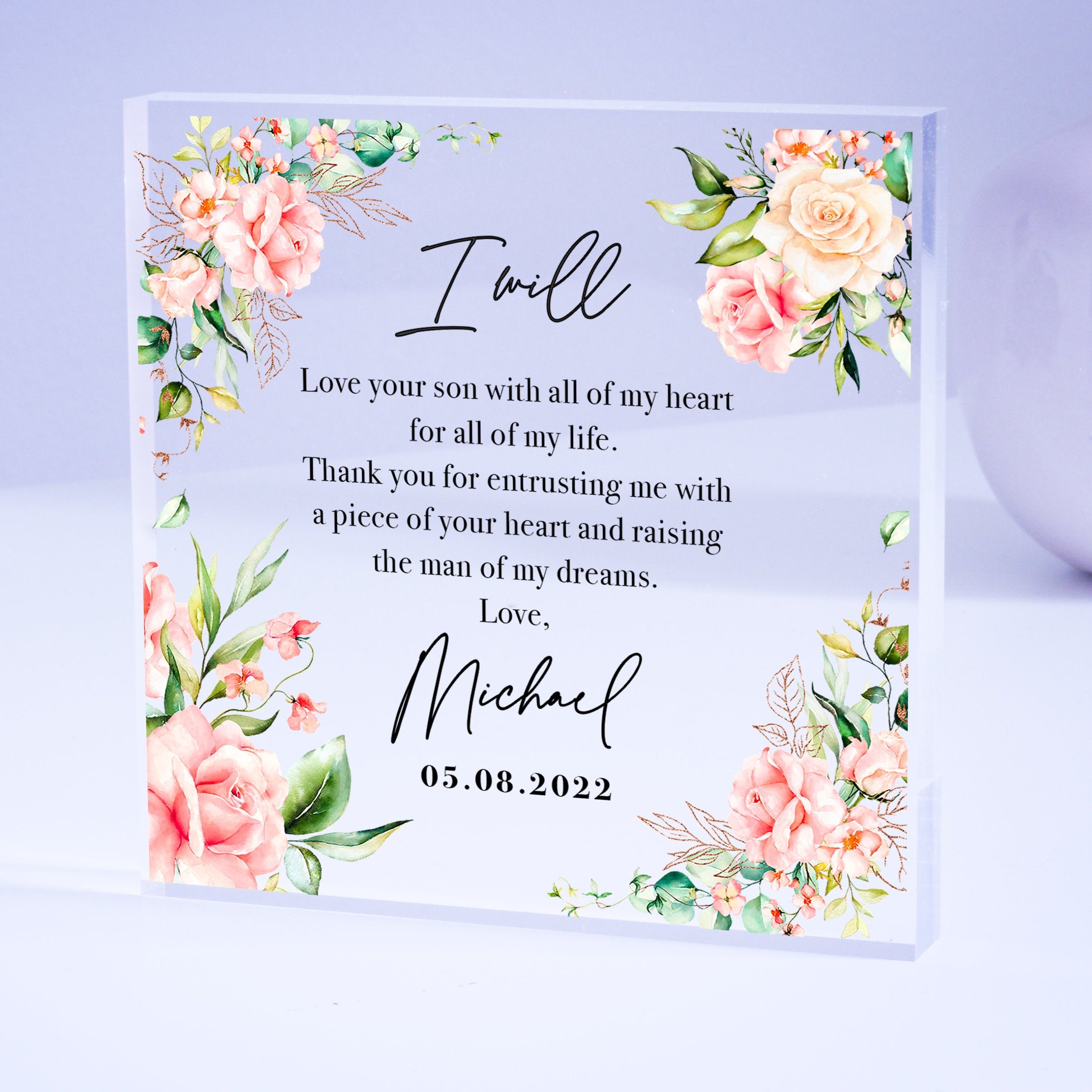 Our Personalised Parents Of The Groom Poem gift is a perfect wedding day gift for the mother and father of the groom. The stunning Eucalyptus Botanical design makes a great wedding day gift from the Bride to her future mother-in-law and father-in-law