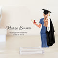 This graduation plaque is the perfect gift for a recent nursing graduate. The plaque features a beautifully detailed nursing cap and stethoscope design, symbolizing the hard work and dedication of the graduate in their chosen field.