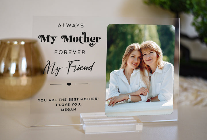 Create a personalized Mothers Day gift. Make the perfect unique personalised mothers day gift that your mum will treasure forever. This lovely clear acrylic photo plaque with a picture of Mum and Daughters is the perfect way to display any special.