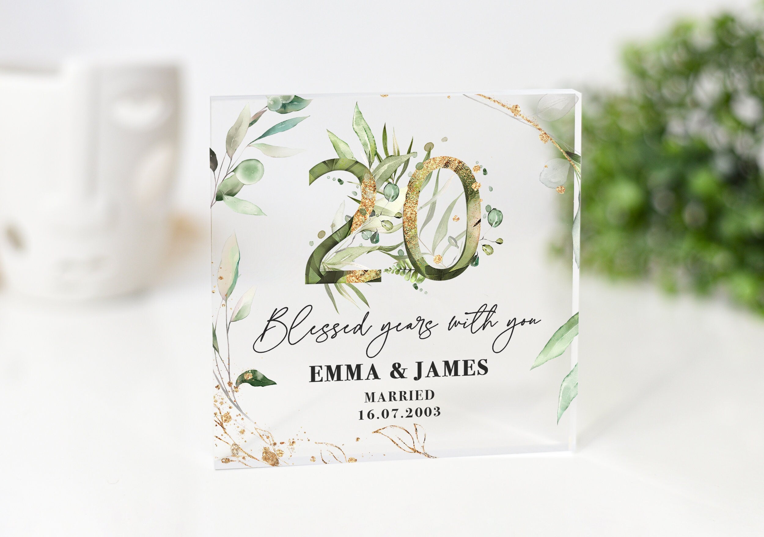 Custom Personalised Anniversary Acrylic Block - Unique Gift for Couples