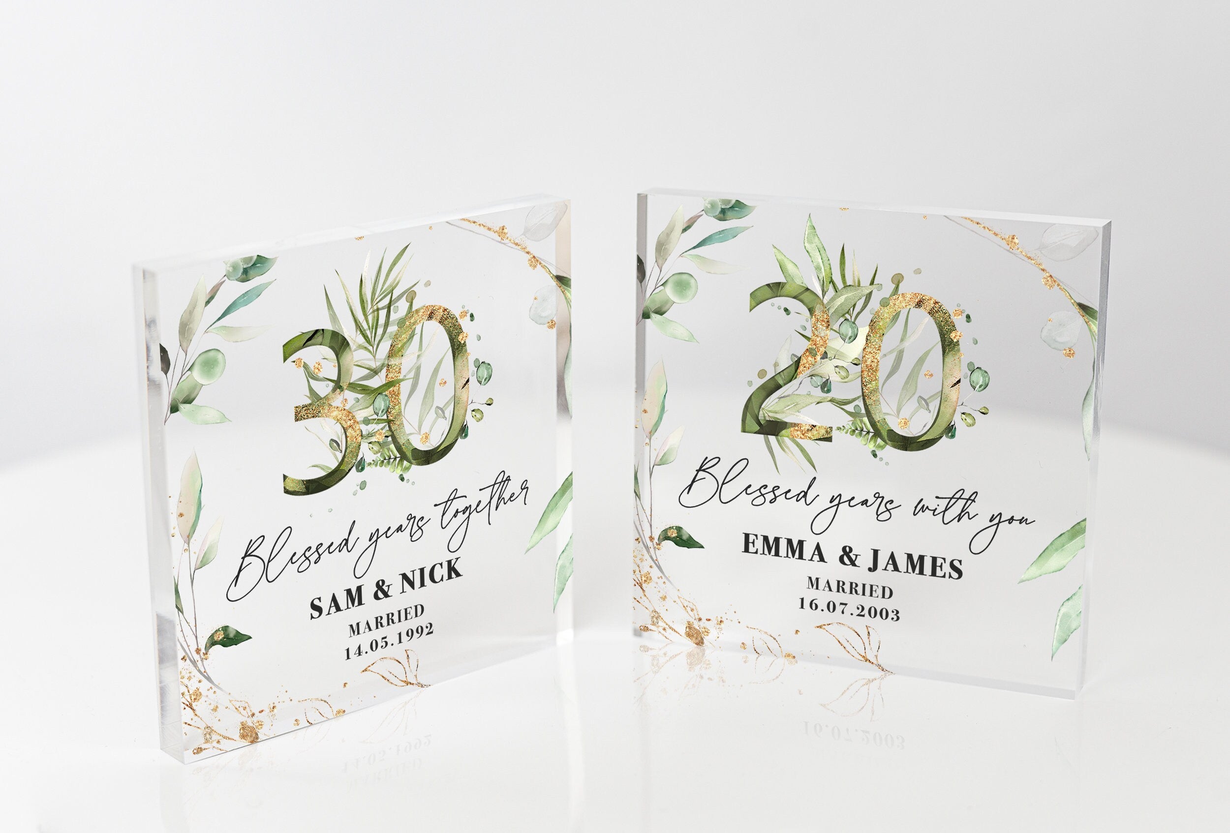Custom Personalised Anniversary Acrylic Block - Unique Gift for Couples
