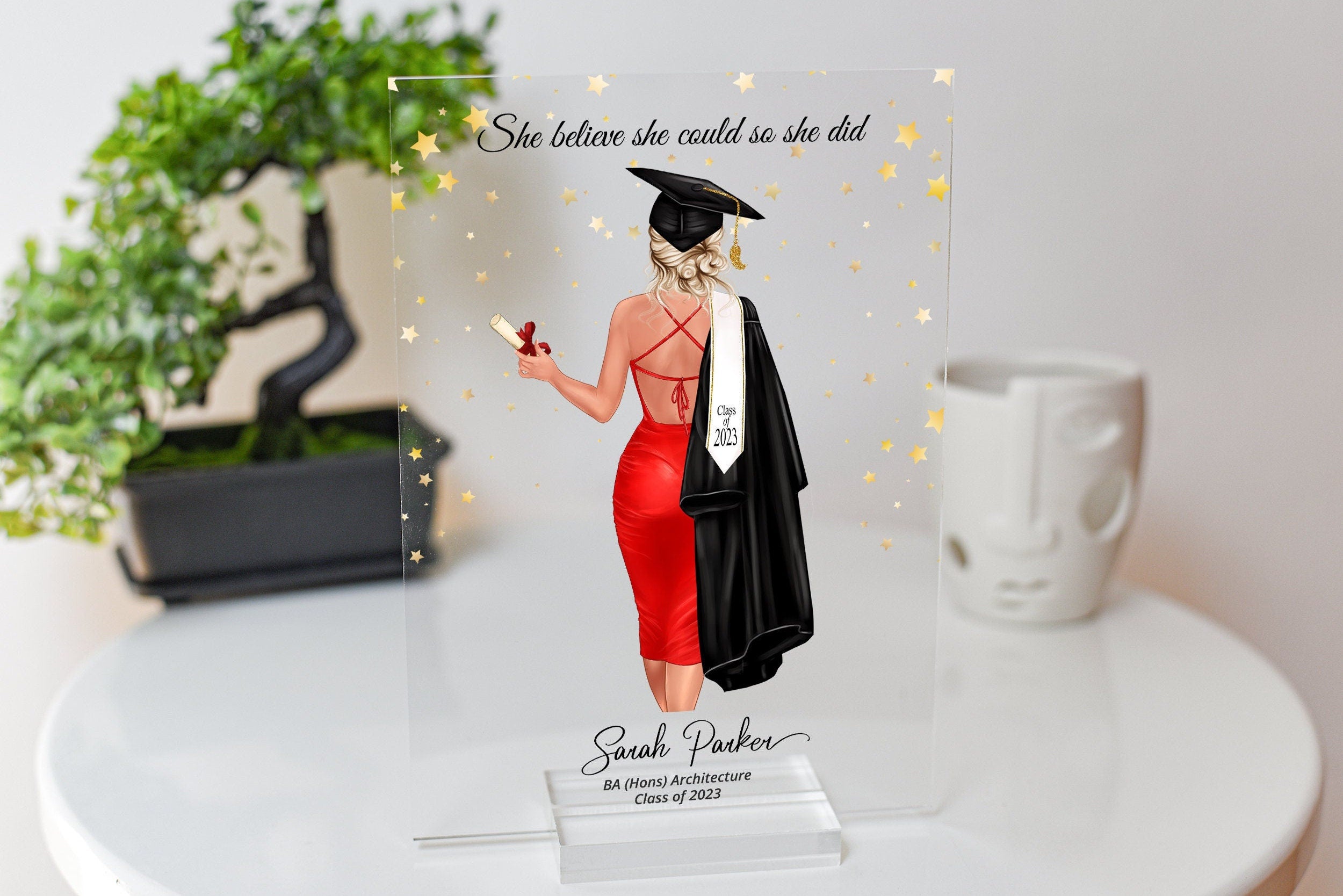 Personalised Graduation Celebration Acrylic Plaque with Stand