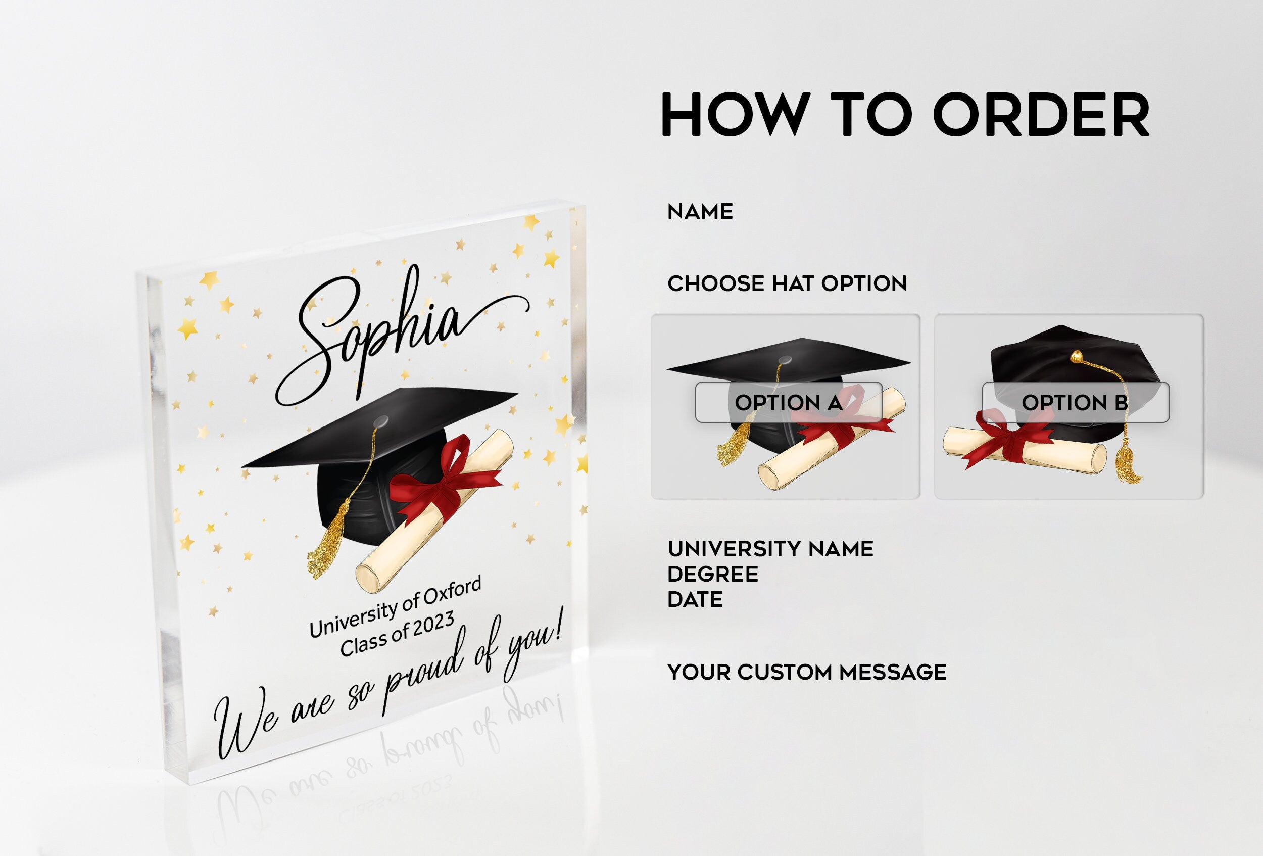 Personalised Graduation Memory Plaque - Customisable Keepsake Gift for Graduates