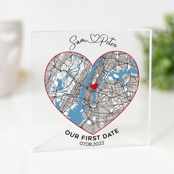 Small personalised Our First Date map