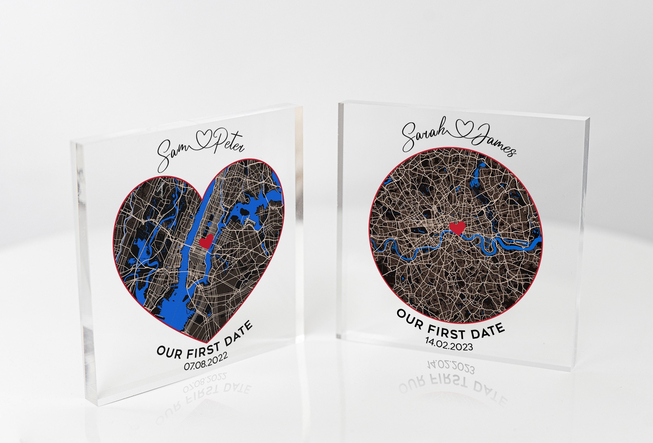 Small personalised Our First Date map