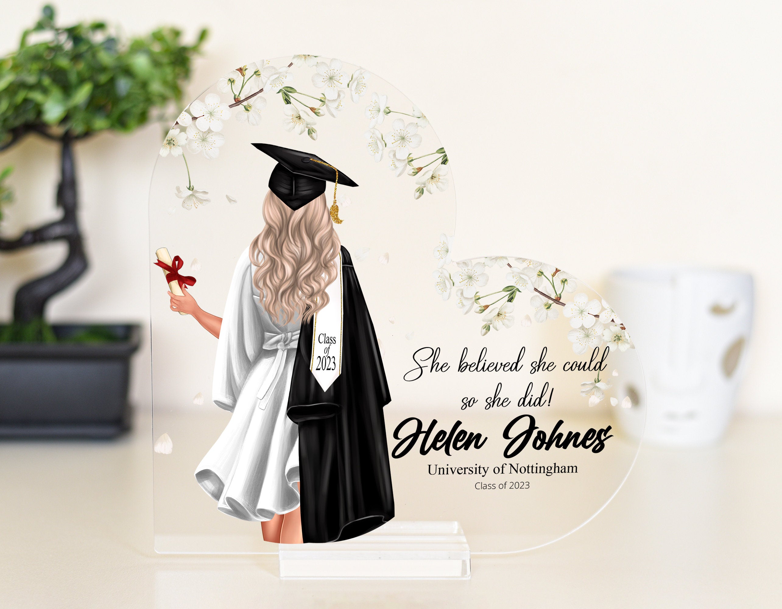 Graduation Heart Plaque with Personalised Print