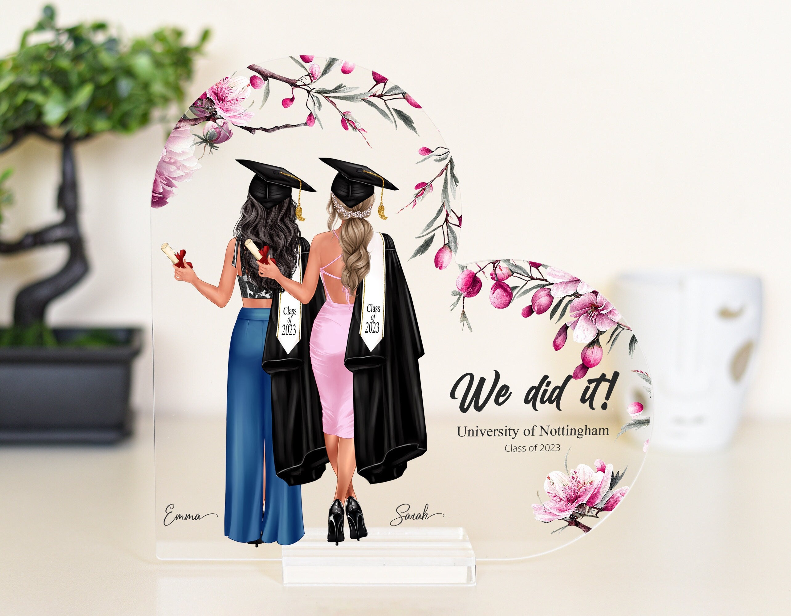 Heart-Shaped Graduation Acrylic Plaque with Personalised Print and Stand