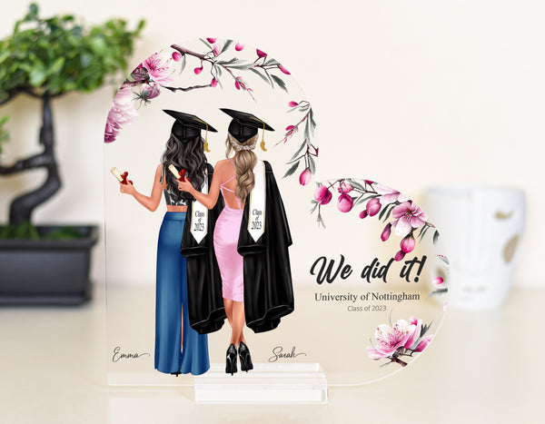 Heart-Shaped Graduation Acrylic Plaque with Personalized Print and Stand