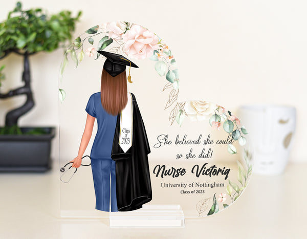 Personalized Nurse Graduation Gifts in Heart-Shaped Acrylic Plaque | 2024 Nurse Graduation Gifts | College Graduation Celebration